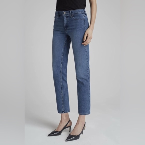 3x1 NYC Mid Rise Straight Leg Cropped Jeans Blue Wash Stretch - Size 25 - Picture 15 of 16